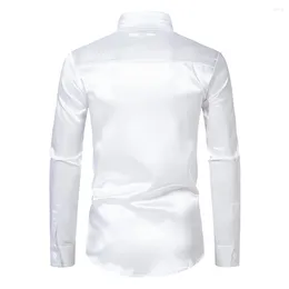 Men's T Shirts Satin Silk Long Sleeve Dress Shirt For Men Slim Fit Comfortable And Elegant Ideal Parties (110 Characters)