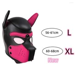 Party Masks XL Code Brand Increase Large Size Puppy Cosplay Padded Rubber Full Head Hood Mask With Ears For Men Women Dog Role Pla2428256
