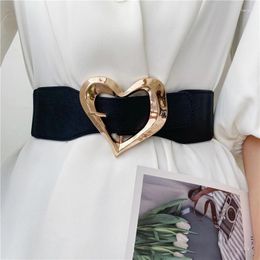 Belts Stylish Women's Belt Exaggerated Metal Love Pin Buckle Embellished Dress Slimming Waist Wrap