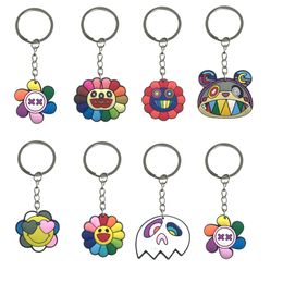 Key Rings Rainbow Flower Keychain Chain For Girls Keychains Keyring Suitable Schoolbag Backpack Car Charms School Bags Women Drop Deli Otskr