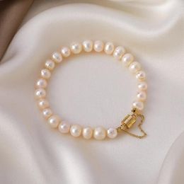 Charm Bracelets Elegant Natural Freshwater Pearl Bracelet For Women Magnetic Buttons Design Wedding Jewelry Friend Gift Accessories