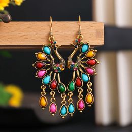 Charm Creative best-selling ethnic style earrings fashionable Bohemian Coloured resin peacock earrings for women
