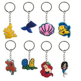 Keychains Lanyards Mermaid 21 Keychain For Tags Goodie Bag Stuffer Christmas Gifts School Day Birthday Party Supplies Gift Keyrings Ba Otudh
