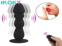 Remote Control Anal Plug Bead Dildo Vibrator Suction Cup Butt Plug Male prostate Massager Vibrator Waterproof Sex Toys248Q2074555