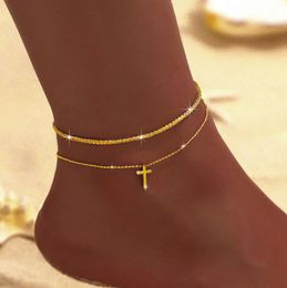 Bohemian Beach Feet Chain Anklets 316L Stainless Steel Bling Bling Chain Anklet For Women Sparkling Crystal Foot Bracelet Jewellery