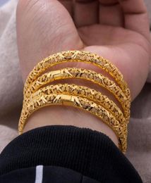 Bangle 24K Luxury Ethiopian Gold Bangles For Women Wedding Bride Bracelets Color Jewelry Middle East African Gifts2286442