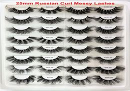 25mm Russian Volume Eyelashes Extension Reusable Fluffy Thick Messy Full Strip Lash Dramatic 3D Fluffy Faux Mink Lashes2523161