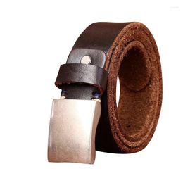 Belts Pure Cowhide 3.8cm Wide Thickened Extra Thick Retro Trendy Smooth Buckle Belt For Men Genuine Leather Jeans Luxury