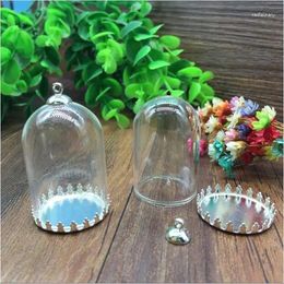 Pendant Necklaces 20sets/lot 38 25mm Empty Tube Glass Globe With Metal Crown Base Beads Cap Wishing Vial Fashion Necklace Display