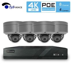 TySvacne 8MP 4K Ultra HD Security Camera System 8ch PoE NVR 4 PoE Dome IP Cameras Surveillance 4CH NVR Kit18691489147781