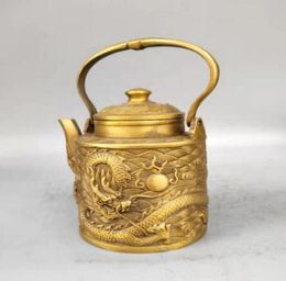 Antique antique pure copper sea water dragon beam lifter jug jug teapot home tea ceremony decoration crafts copperware decoration1365347