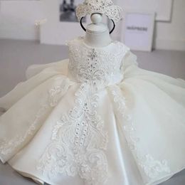 Christening dresses White Baby Dress Childrens 1st Birthday Princess Little Girl Flower Party and Wedding Baptist Q240507