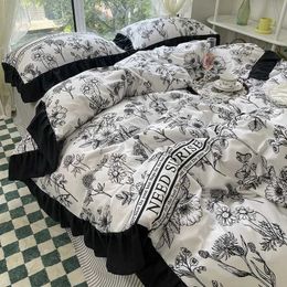 Bedding sets Floral style series printed soft bedding down duvet covers bedding pillowcases flat sheets girl comfort sets J240507