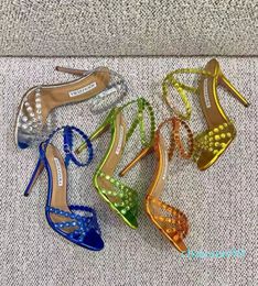 2024 Shoes Sandals Sparkling Party Clear Dress women Heels crysta buckle sexy strap leather sole sandal