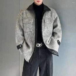 Men's Jackets Mens Contrasting Rivet Stitching Pu Leather Jacket Autumn Winter Genderless Fashion Retro Youth Comfortable Short Unisex