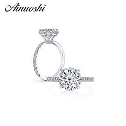 AINUOSHI 3 Carat Round Cut Engagement Ring 925 Sterling Silver Ring Party Anel Aneis Anillos for Women High Setting Bridal Bands Y20010 283i