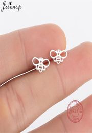 Real 925 Sterling Silver Cute Honey Bee Earrings for Girls Kids Unique Tiny Honeybee Animal Earing Stud Insect Jewellery Pendiente5827915