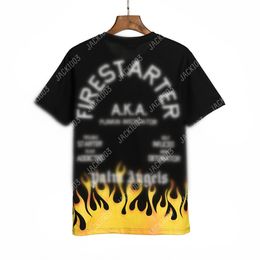 Palm PA Harajuku 24SS Summer Letter Printing Flame Logo T Shirt Boyfriend Gift Loose Oversized Hip Hop Unisex Short Sleeve Lovers Style Tees Angels 2008 YCW