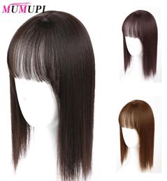 Synthetic Wigs MUMUPI Women Natural Color Straight Hair Bang Fringe Top Closures Hairpins 1014 Inch Clip In Toupee Hairpieces7288487