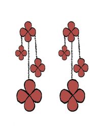 Women Gilrs Dangle Chandelier Earrings 4 Flowers MotherofPearl Designer Jewelry Sterling Silver High Quality3977388