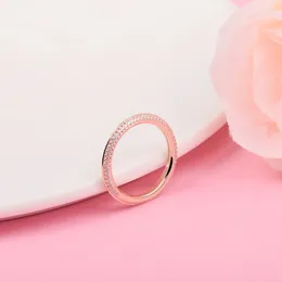 Cluster Rings Celebrate Gift ME Pave Ring Rose Gold Colour Sterling Silver Jewellery Woman DIY Wedding Part Make Up Accessories