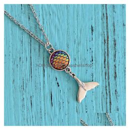 Pendant Necklaces Fish Scale Mermaid Tail Fashion Choker Necklace Resin Design Charms Sier Link Chain Jewelry Gift For Women Lady Girl Dhimf