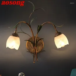 Wall Lamps AOSONG Contemporary Lamp French Pastoral LED Creative Living Room Bedroom Corridor Home Decoration Light