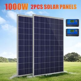 500W 1000W Solar Panel Kit Complete 12V Polycrystalline Power Portable Outdoor Rechargeable Cell Generator for Home 240508
