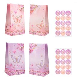 Gift Wrap 10pcs Butterfly Theme Bags Paper Candy Packaging Bag Girl Birthday Wedding Party Baby Shower Decor Supplies