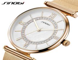 SINOBI Super Slim Gold Mesh Stainless Steel Watches Women Top Brand Luxury Casual Clock Woman Wrist Watch Lady Relogio Feminino2087614256