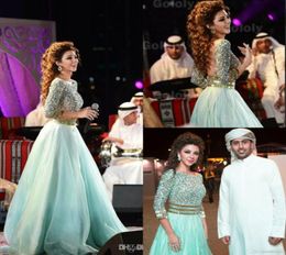 Sexy Mint Green Arabic Backless Prom Dresses Plus size Crystals Rhinestones Myriam Fares Formal Gowns Pageant Dresses Evening Dres2180446