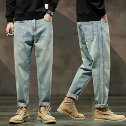 KSTUN Jeans For Men Baggy Pants Loose Fit Retro Blue Harem Vintage Clothes Large Size Male Denim Trousers Oversized 42 240430