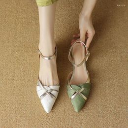 Casual Shoes Phoentin Elegant Woman Sandals 2024 Summer Low Heeled Hollow Out Pointed Toe Ankle Strap Mixed Colours Plus Size FT3392