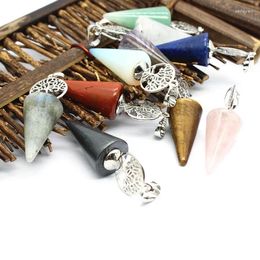 Pendant Necklaces Polly Jewellery Natural Gems Stone Tree Of Life Reiki Chakra Pointed Cone Spike Horn Charms