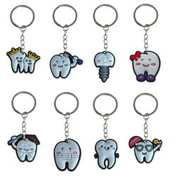 Keychains Lanyards New Teeth Keychain For School Day Birthday Party Supplies Gift Key Chain Favours Kid Boy Girl Keyring Suitable Schoo Otxac