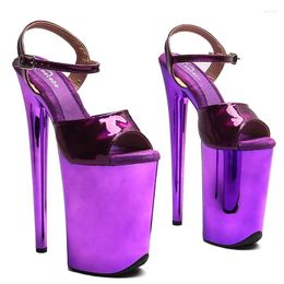 Dress Shoes Leecabe 23CM/9inches Patent PU Upper Fashion Trend Sexy High Heels Platform Ankle Strap Sandals Pole Dance