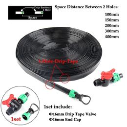 20/50/100M 16mm Micro Irrigation Drip Tape 1-hole Greenhouse Garden Flower Pots Watering Soaker Hose With Pipe Connector 240430
