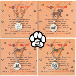 Pendant Necklaces Mother's Day Parent Child Stainless Steel Laser Carved Dog Mom Collar Chain Wholesale