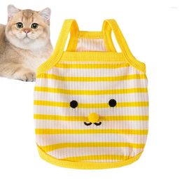 Cat Costumes Clothes Stripe Sleeveless T-Shirt Stretchy Breathable Cute Kitten T-Shirts For Small Medium 3-11 Pounds