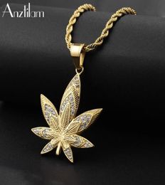 HighQuality Cold Colour 316L Stainless Steel Leaf Pendants Long Link Chain Leaves Hip Hop Necklace for Women Men Rapper7115737