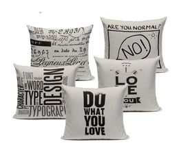 Custom Cushions Black White Elegant Letter Cushion Cover Decorative Pillows For Sofa Home Bubble Chair Woven Linen Throw Pillow2568527