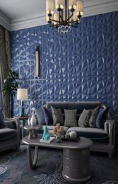 Art3d 50x50cm 3D Plastic Wall Panels Soundproof Navy Blue Diamond Design for Living Room Bedroom TV Background Pack of 12 Tiles 35715555