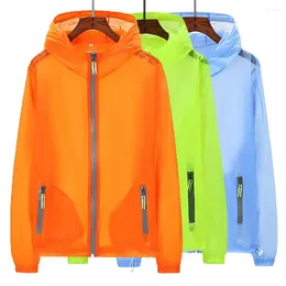 Men's Hoodies Men Sun Protection Jacket Reflective Strip Hooded Zipper Pockets Long Sleeves Thin Summer Outdoor Coat Clothes