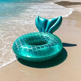 Rooxin Mermaid inflatable swimming ring with shoulder strap adult and childrens swimming pool baby water game tube swimming mat toy 240425