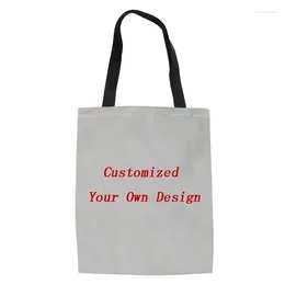 Shopping Bags Women Customized Your Own Design Canvas Tote Bag Ladies Shoudler Shopper For Recycle Eco Bolsa