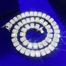 Hiphop Jewelry Factory Moissanite Diamonds S925 Mens Paved 10mm Baguette Tennis Square Cuban Chain