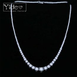 Sier Hip Hop Sparkling Vvs Moissanite Diamond Tennis Chain Iced Out Necklace