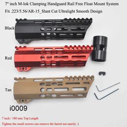 Parts 7 inch M-lok Clamping Handguard Rail Slant Cut Ultralight Slim Free Float Mount System Black/Red/Tan Color