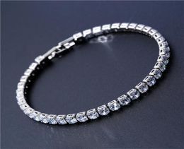 Charm Bracelets 4mm Cubic Zirconia Tennis Bracelet Iced Out Chain For Women Men Gold Silver Color CZ Homme Jewelry6711869