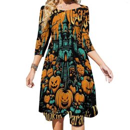 Casual Dresses Halloween Pumpkins Dress Summer Sexy Haunted House Modern Womens Street Style Oversized Gift Idea